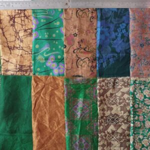 Vintage Sari Fabric 14 Pcs Brown & Green 12"*20" Silk Sari Scrap Remnants Lot for Journal Scrapbook Wrap Craft Project Jewelry Applique DIY Gift Wrap BRGR14