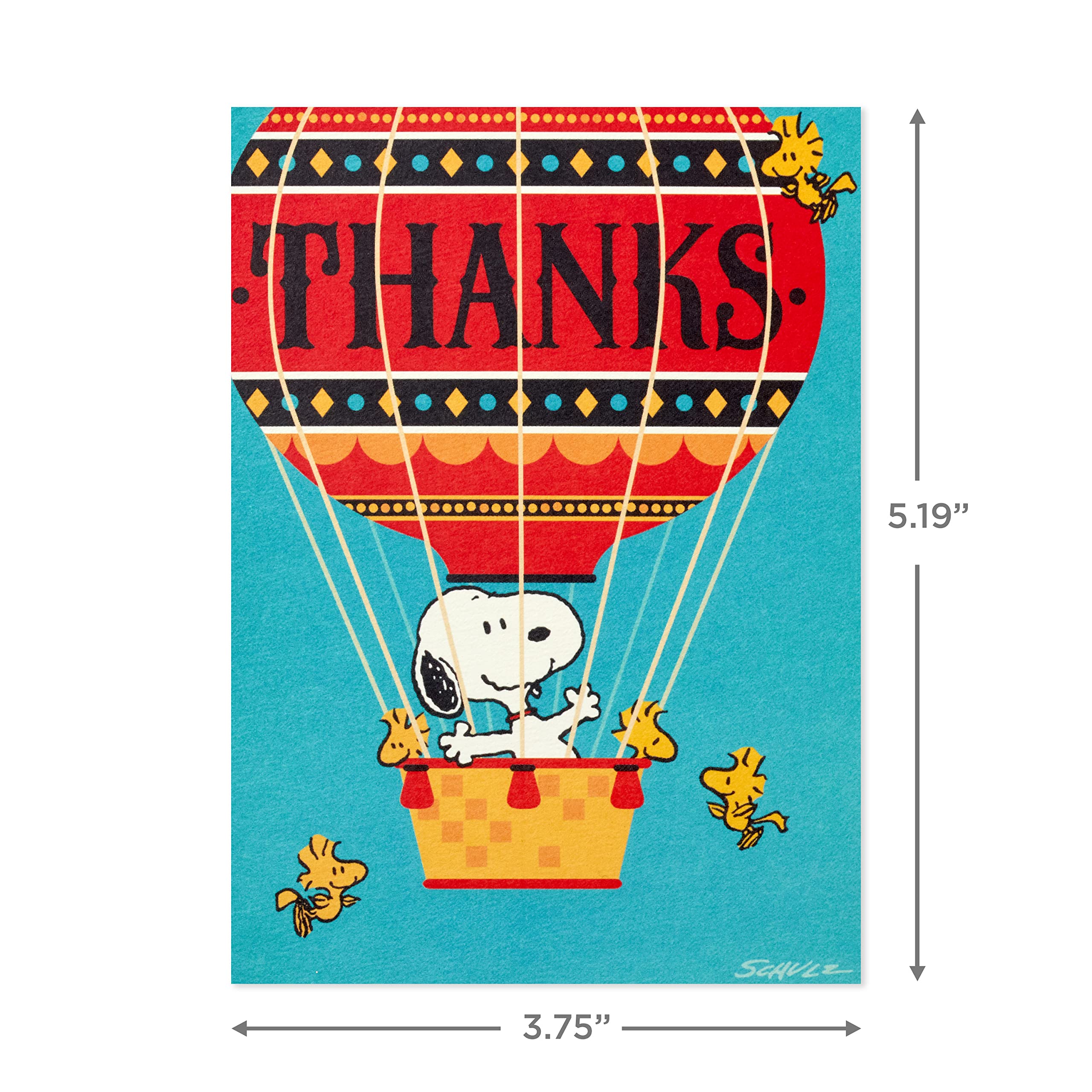 Hallmark Peanuts Thank You Cards, Snoopy in Hot Air Balloon (20 Cards with Envelopes)