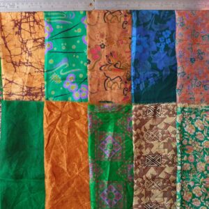 Vintage Sari Fabric 14 Pcs Brown & Green 12"*20" Silk Sari Scrap Remnants Lot for Journal Scrapbook Wrap Craft Project Jewelry Applique DIY Gift Wrap BRGR14