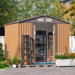 jaxpety sheds & outdoor storage 6x8 ft garden shed tool metal outdoor storage shed with sliding doors for backyard, patio coffee