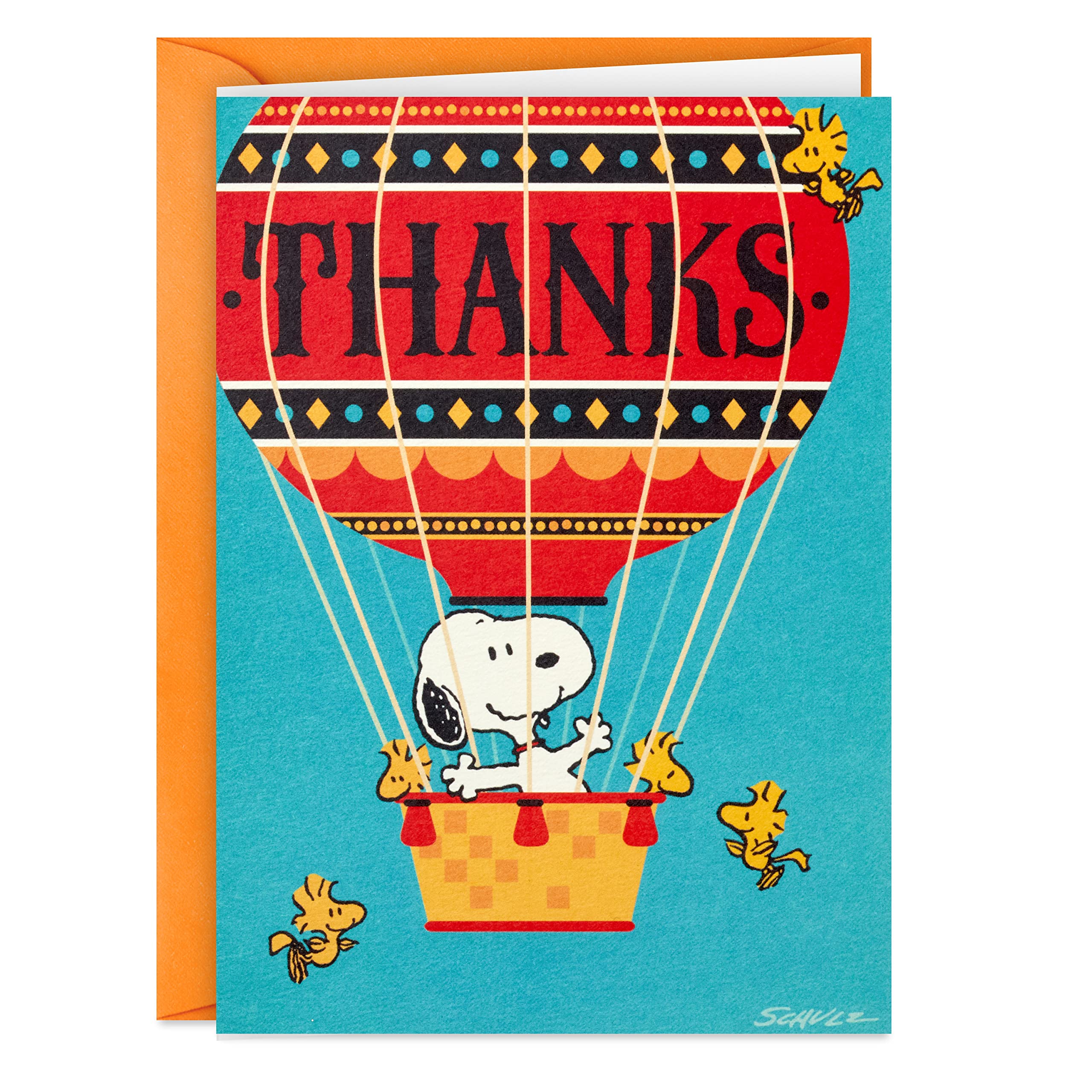 Hallmark Peanuts Thank You Cards, Snoopy in Hot Air Balloon (20 Cards with Envelopes)