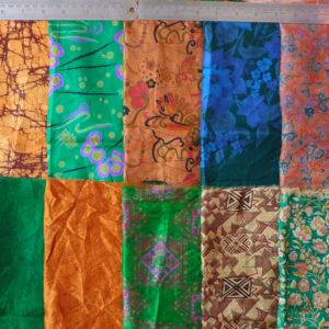 Vintage Sari Fabric 14 Pcs Brown & Green 12"*20" Silk Sari Scrap Remnants Lot for Journal Scrapbook Wrap Craft Project Jewelry Applique DIY Gift Wrap BRGR14