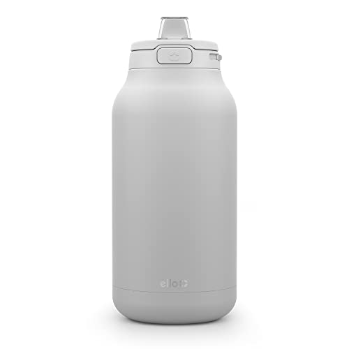 Ello Hydra 64oz Half Gallon Vacuum Insulated Stainless Steel Jug with Locking, Leak-Proof Lid and Soft Silicone Straw, Metal Reusable Water Bottle, Keeps Cold All Day, Grey