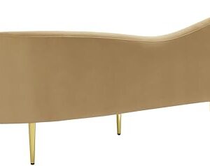 Meridian Furniture 659Camel-S Ritz Collection Modern | Contemporary Upholstered Sofa with Rich Camel Velvet, Gold Metal Legs, Curved Contemporary Design, 85.5" W x 31.75" D x 30.5" H, Camel