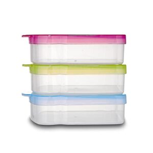 Kitchen & Cabana Small Sandwich Containers in 3 Fun Colors - Easy Open & Close and BPA Free (3 Pack - Blue/Green/Pink)