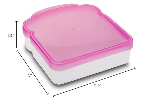 Kitchen & Cabana Small Sandwich Containers in 3 Fun Colors - Easy Open & Close and BPA Free (3 Pack - Blue/Green/Pink)