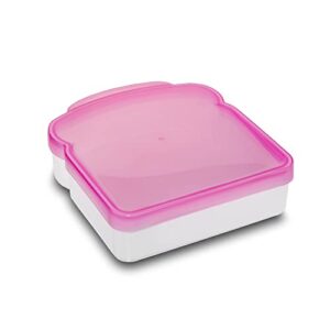 Kitchen & Cabana Small Sandwich Containers in 3 Fun Colors - Easy Open & Close and BPA Free (3 Pack - Blue/Green/Pink)