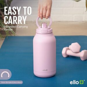 Ello Hydra 64oz Half Gallon Vacuum Insulated Stainless Steel Jug with Locking, Leak-Proof Lid and Soft Silicone Straw, Metal Reusable Water Bottle, Keeps Cold All Day, Grey