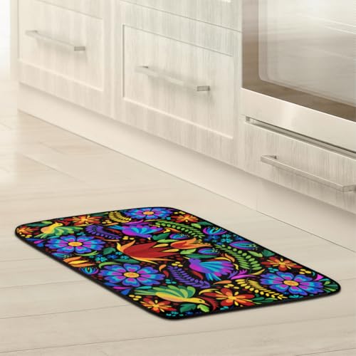 Doormat Floral Mexican Birds Floor Mat Resist Dirt Entrance Rug Machine Washable Carpet for Home Non Slip Rugs for Kitchen/Bathroom/Laundry Room Carpet 35'' x 24''