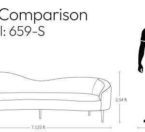 Meridian Furniture 659Camel-S Ritz Collection Modern | Contemporary Upholstered Sofa with Rich Camel Velvet, Gold Metal Legs, Curved Contemporary Design, 85.5" W x 31.75" D x 30.5" H, Camel