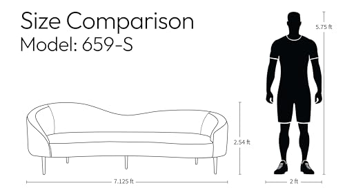 Meridian Furniture 659Camel-S Ritz Collection Modern | Contemporary Upholstered Sofa with Rich Camel Velvet, Gold Metal Legs, Curved Contemporary Design, 85.5" W x 31.75" D x 30.5" H, Camel