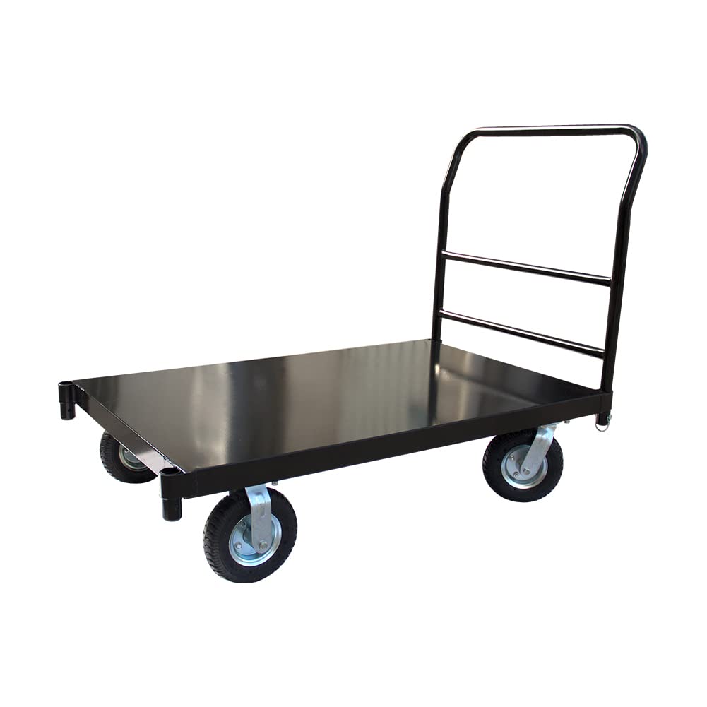 DMC-FPPS Steel Platform Truck/Smooth Deck Platform Truck Industrial Push Cart 48" L x 30" W Portable Dolly Large Flatbed with 8" Wheels 1000lb Capacity, Black