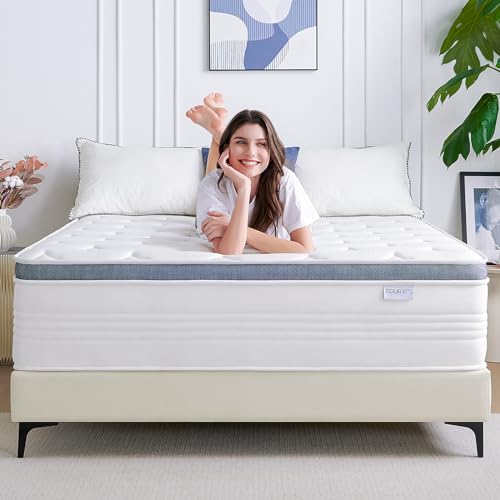 Dourxi Queen Mattress, 12 Inch Hybrid Queen Size Mattress in a Box with Gel Memory Foam, Individually Pocketed Springs for Support and Pressure Relief - Medium Plush