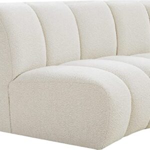 Meridian Furniture 643Cream-4PC Infinity Collection Modern | Contemporary Upholstered 4pc Modular Sectional with Luxurious Deep Channel Tufting, Cream, 148" W x 59" D x 32.5" H