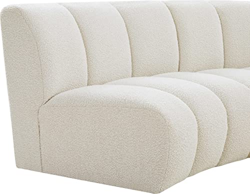 Meridian Furniture 643Cream-4PC Infinity Collection Modern | Contemporary Upholstered 4pc Modular Sectional with Luxurious Deep Channel Tufting, Cream, 148" W x 59" D x 32.5" H