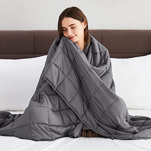 CuteKing Weighted Blanket (7lbs, 40"x 60", Twin Size, Grey) Heavy Blanket for 60-80lbs, Weighted Blanket for Cooling & Heating with Premium Glass Beads, Thick Blanket All-Season