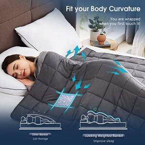 CuteKing Weighted Blanket (7lbs, 40"x 60", Twin Size, Grey) Heavy Blanket for 60-80lbs, Weighted Blanket for Cooling & Heating with Premium Glass Beads, Thick Blanket All-Season