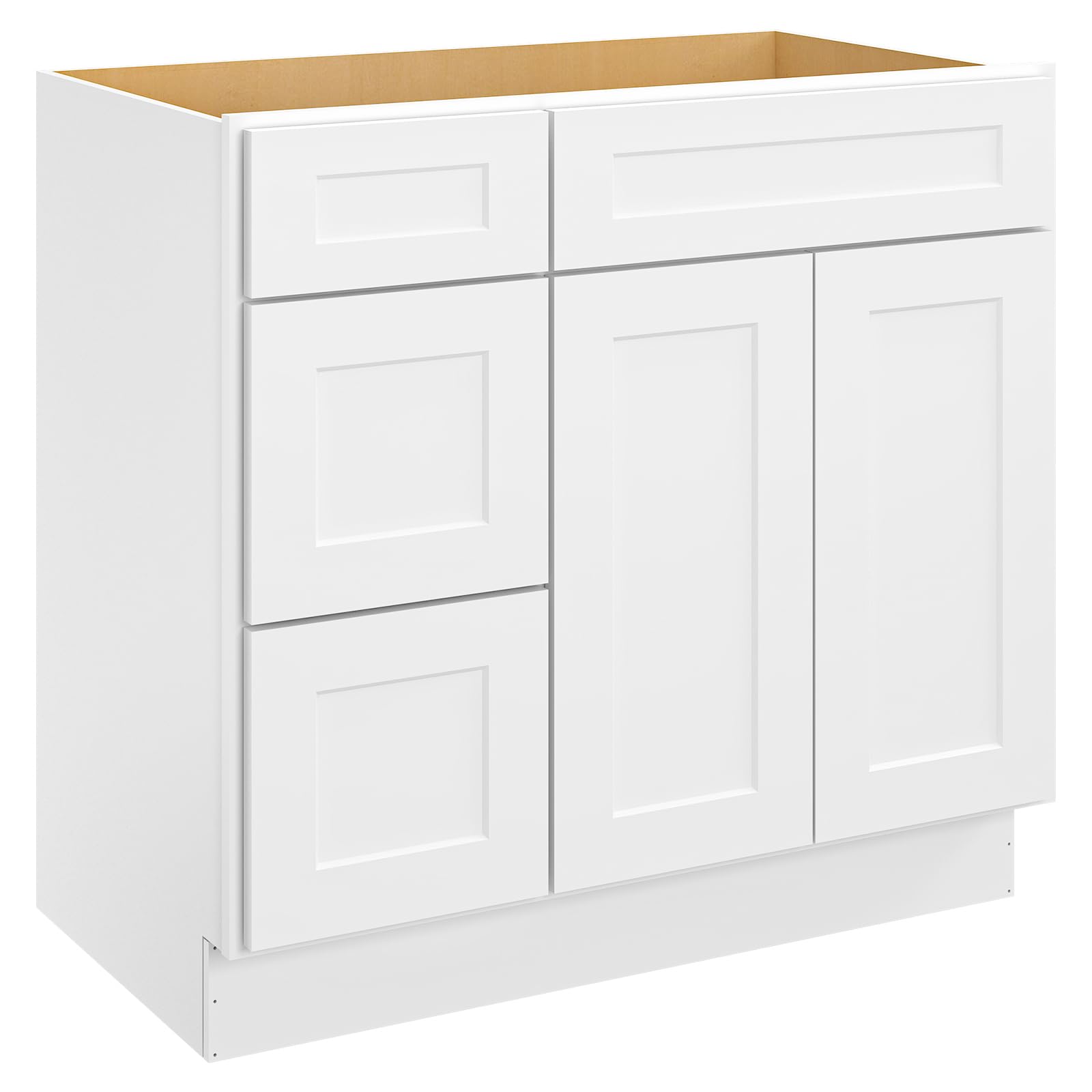 LOVMOR 36'' Bathroom Vanity Sink Base Cabinet with 2-Doors, Storage Cabinet with 3-Drawers on The Left, Suitable for Bathrooms, Kitchens, Laundry Rooms and Other Places.