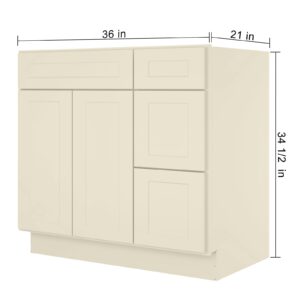 LOVMOR 36'' Bathroom Vanity Sink Base Cabinet with 2-Doors, Storage Cabinet with 3-Drawers on The Right, Suitable for Bathrooms, Kitchens, Laundry Rooms and Other Places.