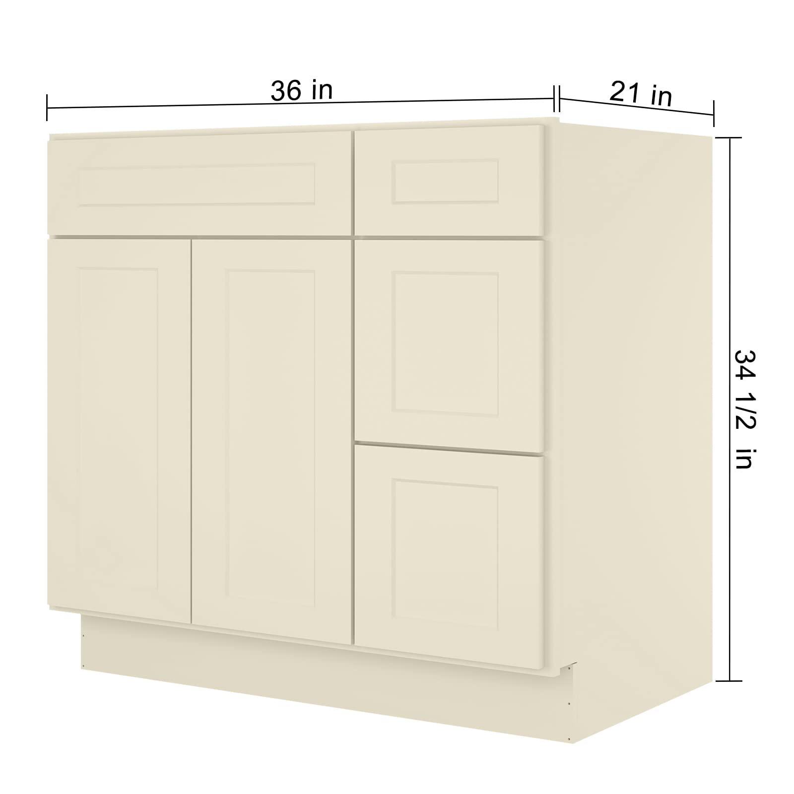 LOVMOR 36'' Bathroom Vanity Sink Base Cabinet with 2-Doors, Storage Cabinet with 3-Drawers on The Right, Suitable for Bathrooms, Kitchens, Laundry Rooms and Other Places.