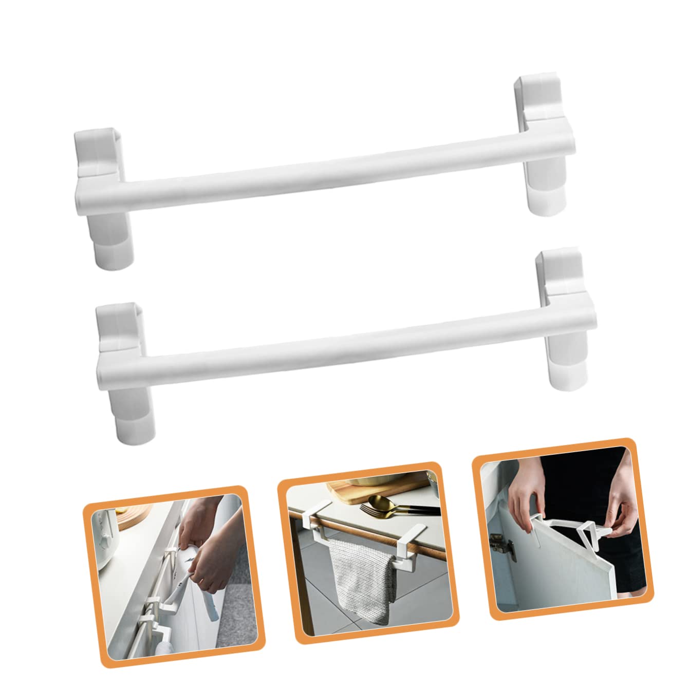 DOITOOL 2 pcs Self Kicthen Hanging Bar Towels Cloths for Hanger Single Tea Organizer Stick Over Plastic Cloth Holder Rail Bathroom Rack Kitchen Bars Wall Storage Racks Cm Adhesive Hand