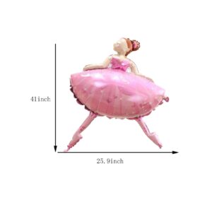 2PCS Pink Ballet Dancing Girl Foil Balloon Aluminum Foil Mylar Helium Party Balloon for Birthday Party Decoration Wedding Baby Shower Ballet Dancing Themed Party