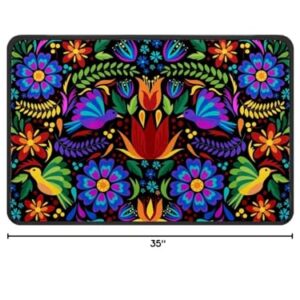 Doormat Floral Mexican Birds Floor Mat Resist Dirt Entrance Rug Machine Washable Carpet for Home Non Slip Rugs for Kitchen/Bathroom/Laundry Room Carpet 35'' x 24''