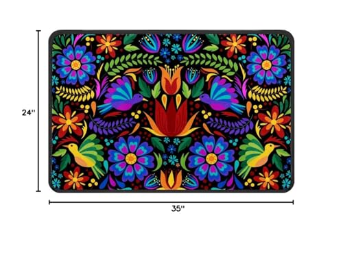 Doormat Floral Mexican Birds Floor Mat Resist Dirt Entrance Rug Machine Washable Carpet for Home Non Slip Rugs for Kitchen/Bathroom/Laundry Room Carpet 35'' x 24''