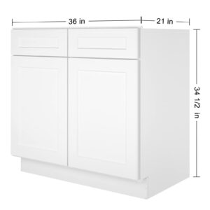 LOVMOR 36" Bathroom Vanity, Kitchen Base Cabinet, Single Sink Storage Unit, Pedestal Sink Storage Cabinet, Large Capacity for Laundry Room, Kitchen, Shower Room & Utility Room