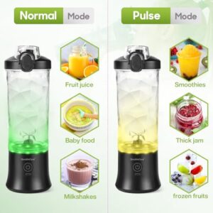 20 Oz Portable Blender for Shakes and Smoothies,4000mAh Electric Juicer, 270W Motor Smoothie Blender with BPA-Free & IP67 Waterproof, USB Fresh Juice Blender with 2 Mixing Modes for Travel, Gym, Black