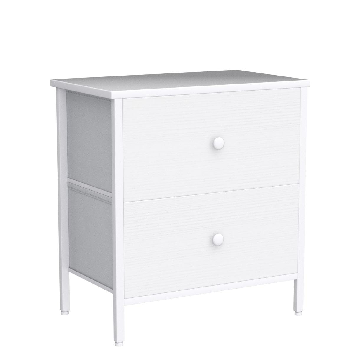 BOLUO White Nightstands Set of 2 - Nightstand and Dresser Sets Night Stand Dresser for Bedroom End Table with Fabric Drawers Organizer Modern