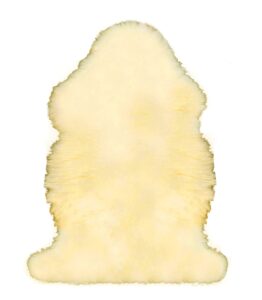 ngf genuine sheepskin rug natural luxury fluffy lambskin rug for home deco bedroom 2.5 ft x 1.5 ft… (champagne rug)