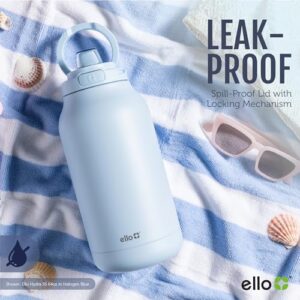 Ello Hydra 64oz Half Gallon Vacuum Insulated Stainless Steel Jug with Locking, Leak-Proof Lid and Soft Silicone Straw, Metal Reusable Water Bottle, Keeps Cold All Day, Grey