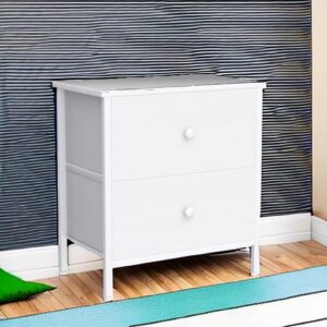 BOLUO White Nightstands Set of 2 - Nightstand and Dresser Sets Night Stand Dresser for Bedroom End Table with Fabric Drawers Organizer Modern