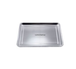 stainless steel tray,lab trays,nail art tool trays,size:12.5''x8.7''x0.85'',food serving tray,medical surgical tray,dental instruments metal trays,healthy & non toxic, rust free & mirror finish(2pcs)