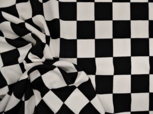 printed liverpool textured fabric 4 way stretch checkered black white p170