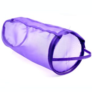 SEWACC Empty Yarn Storage Bags Travel Tote Bags Purple Bag Zipper with Handles Crochet Basket Round Knitting Hooks Organizer Mesh Portable Holder Lightweight Storage Wool Supplies