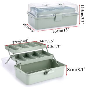 BTSKY 3-Layer Plastic Dividing Storage Box Craft Organizer and Storage with Adjustable Spacers Portable Handled Art Supply Organizer Multipurpose Home Utility Box for Medicine Box Sewing Box Organizer