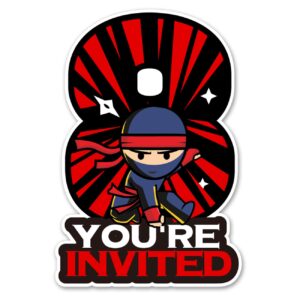 20 ninja 8th birthday party invitations with envelopes double sided ninja shaped fill-in invitations invites for 8 year old 20 ninja