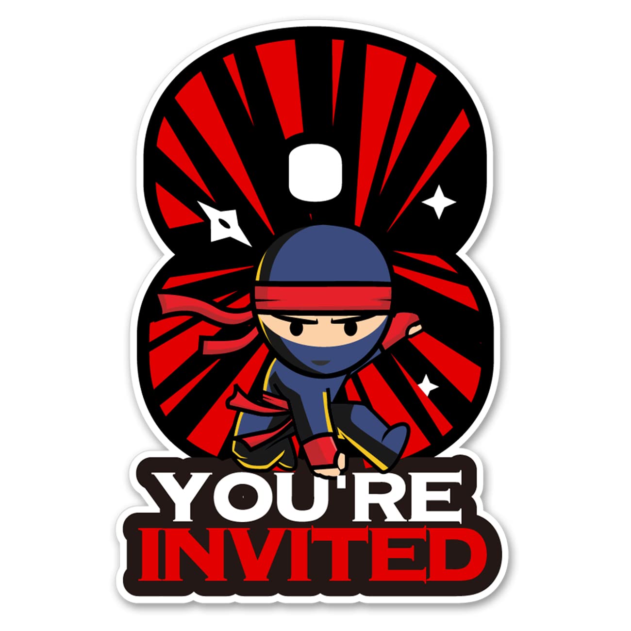 20 Ninja 8th Birthday Party Invitations with Envelopes Double Sided Ninja Shaped Fill-in Invitations Invites for 8 Year Old 20 Ninja