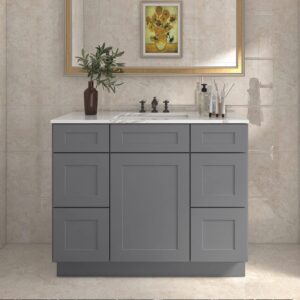 LOVMOR 42'' Bathroom Vanity, Single Sink Storage Unit, Large Capacity for Laundry Room, Kitchen, Shower Room & Utility Room.