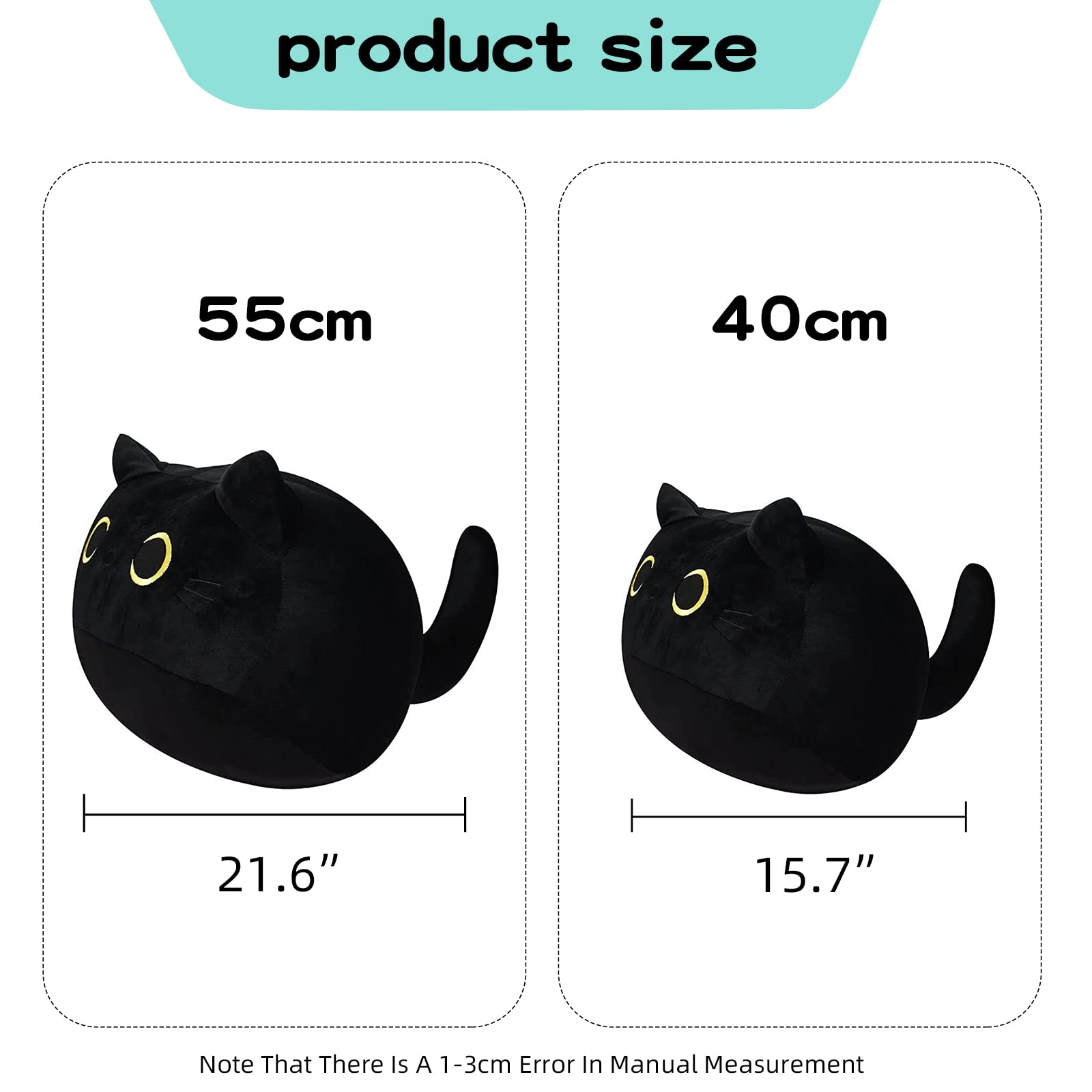 YesMora Black Cat Plush,Cat Pillow,Black Cat Plush Toy Black Cat Plushies Creative,Black Cat Pillow Black Cat Plushie，Black Cat Gifts (21.6 in)