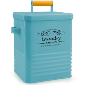 elitapro laundry detergent storage container with scoop & lid- modern farmhouse metal laundry powder dispenser for laundry room decor and accessories - laundry room organization & storage (teal)