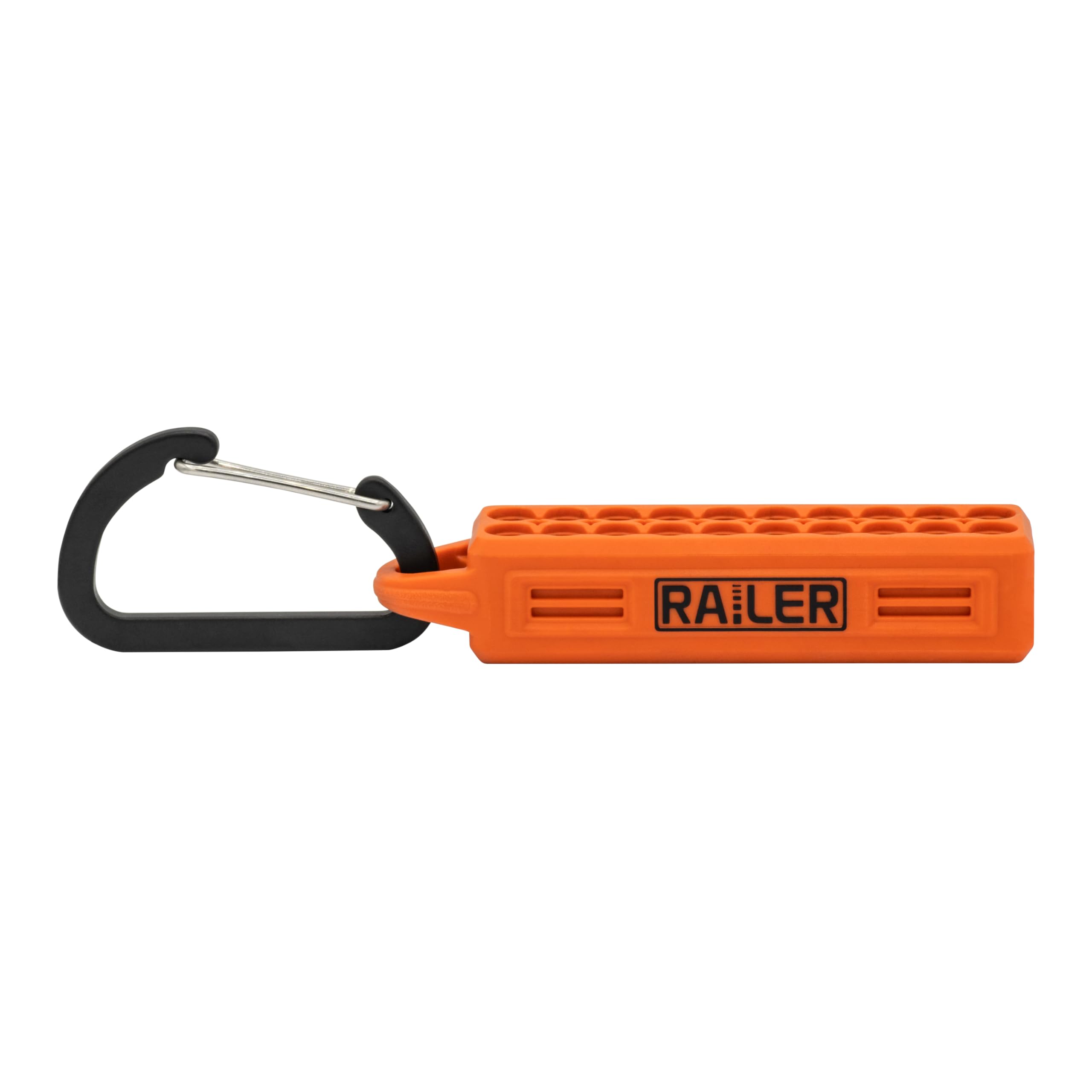 Screwdriver Bit Holder Storage Organizer – Railer 20-Hole Orange Bit Holder with Carabiner