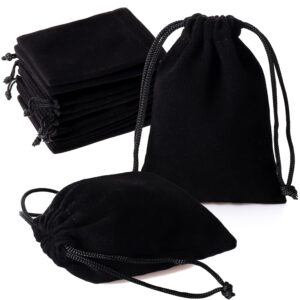 enniyu 20pcs premium velvet bags with drawstring, black jewelry bags pouches candy bags, 3x4 advent calendar bags mini dice bags gift bags party favor treat bags for christmas jewelry bracelets