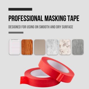 Lichamp 4 Pack Red Painters Tape 1 inch, Red Masking Tape 1 inch x 55 Yards x 4 Rolls (220 Total Yards)