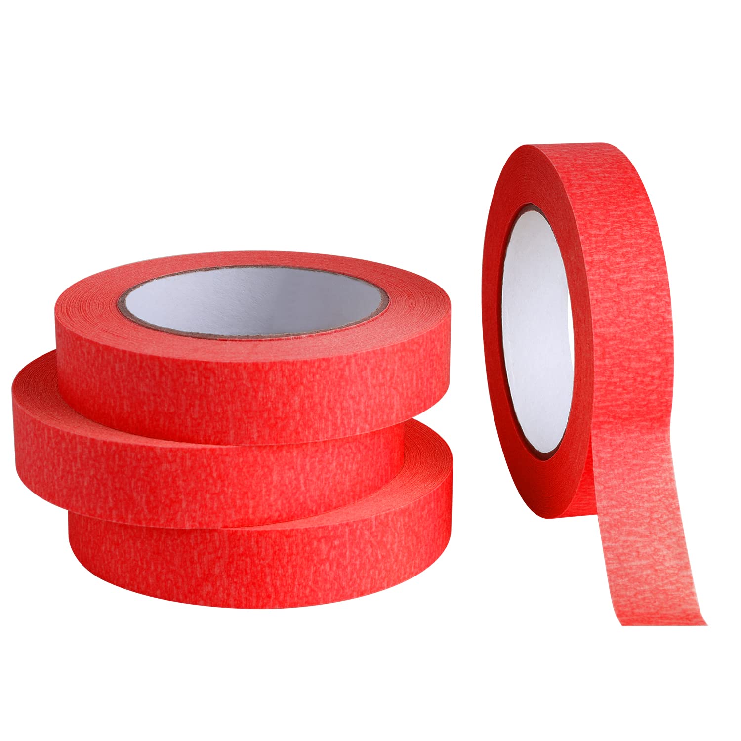 Lichamp 4 Pack Red Painters Tape 1 inch, Red Masking Tape 1 inch x 55 Yards x 4 Rolls (220 Total Yards)