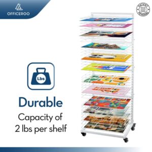 OFFICEROO Art Drying Rack for Classroom - 36 Removable Shelves - Efficient and Organized Drying Rack Art for Students' Masterpieces - Sturdy Paint Drying Rack with Lockable Wheels