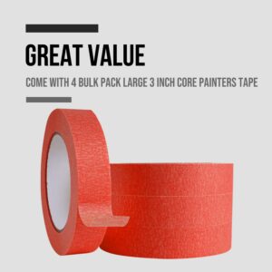 Lichamp 4 Pack Red Painters Tape 1 inch, Red Masking Tape 1 inch x 55 Yards x 4 Rolls (220 Total Yards)