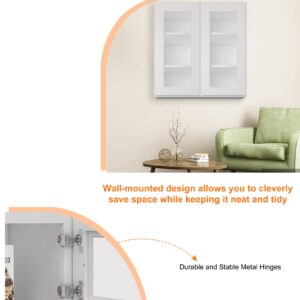 LOVMOR Wall Mounted Cabinet, Medicine Cabinet, Over-The-Toilet Storage with Soft Close Door & Adjustable Shelf for Bathrooms, Kitchens(Glass Not Included).